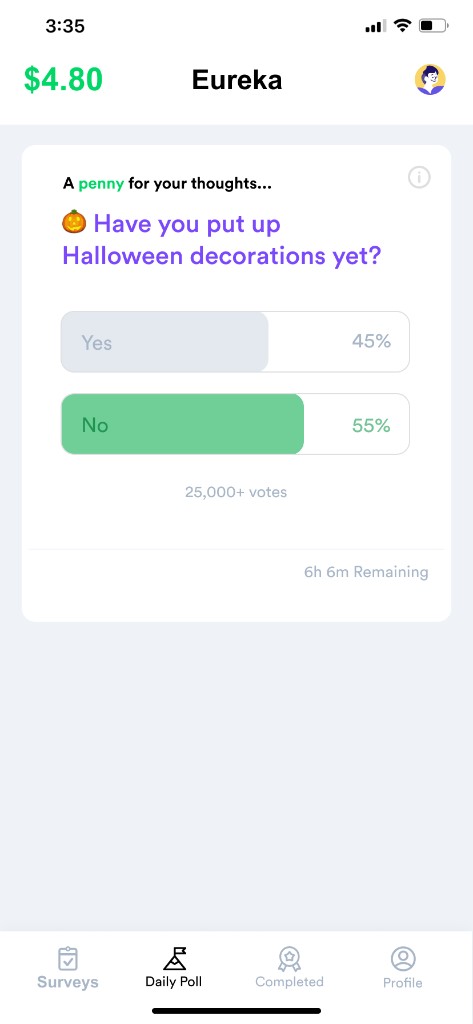 Daily Poll survey on mobile